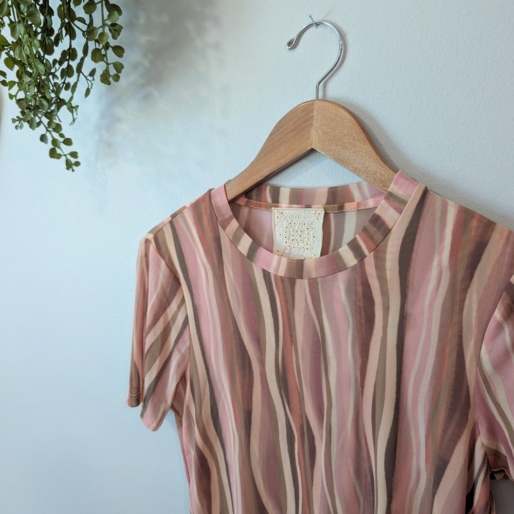 Johnny Was Striped Pink and Brown Women's Top Size Medium - Picture 2 of 7